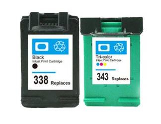 Zgodny Komplet Tuszy do HP 338 + 343 DeskJet 460c 6843 OfficeJet 6210 TD-SD449EE CMYK