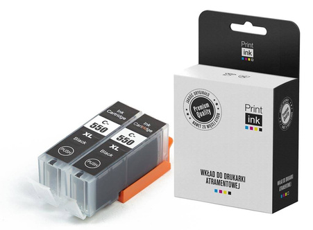 Zgodny Dwupak Tuszy do Canon PGI-550XL PIXMA iP7250 iP8750 MG5450 MG7150 MX725 PR-PGI550PGBK XL Czarny