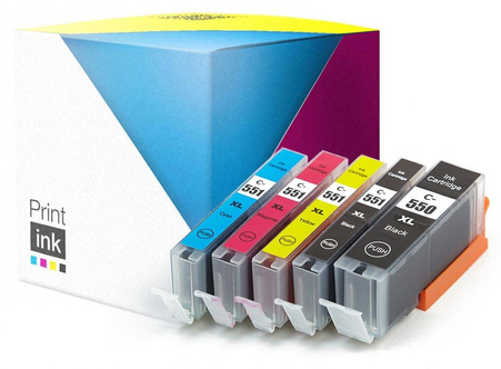 Zgodny Komplet Tuszy do Canon CLI-551XL + PGI-550XL PIXMA iP7250 iP8750 MG5450 MG7150 MX725 PR-PGI550XL/CLI551XL